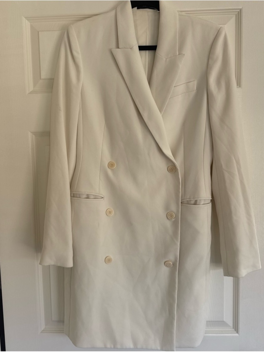 Theory Double-Breasted Cream/Off-White Blazer Dress Size 8
